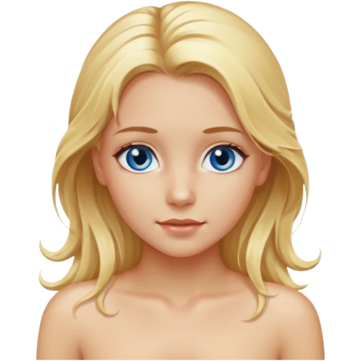 blonde girl with hair up out of shower with blue eyes longer hair emoji