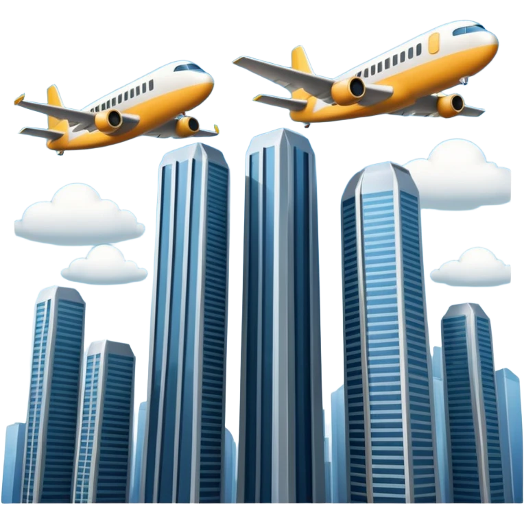 plane flying towards two identical sky scrapers emoji