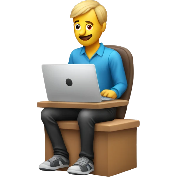 there is a lot of details i need only person sitting near computer working without other peoples realistic 3d icon with colors sedentary lifestyle emoji