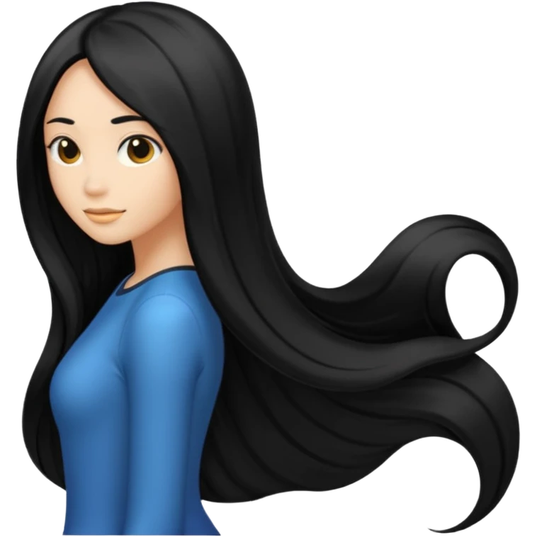 back view of long black hair emoji