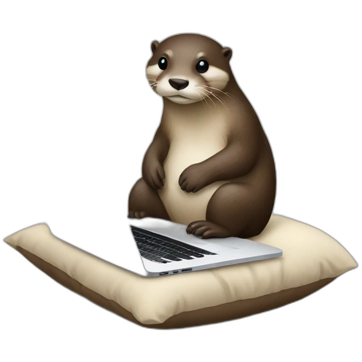 otter with a macbook on a pillow emoji