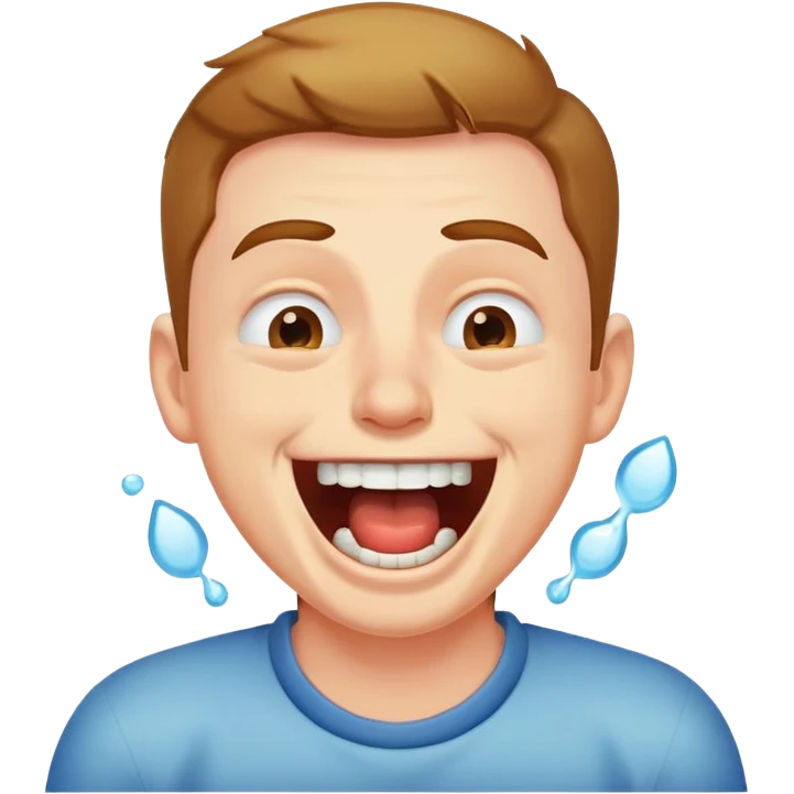 Man choking himself laughing emoji