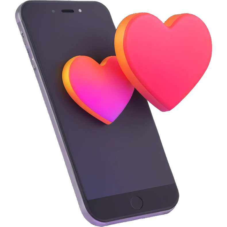 phone with an Instagram-like heart notification popping out emoji