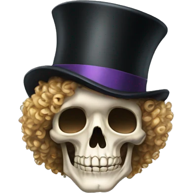 Top hat curly hair skeleton emoji