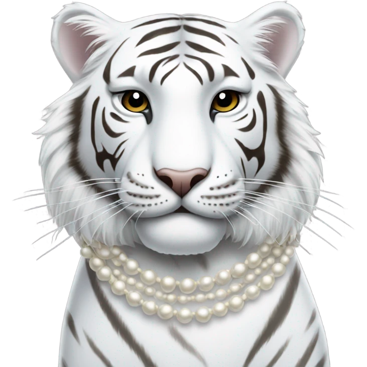 White tiger wearing pearls emoji