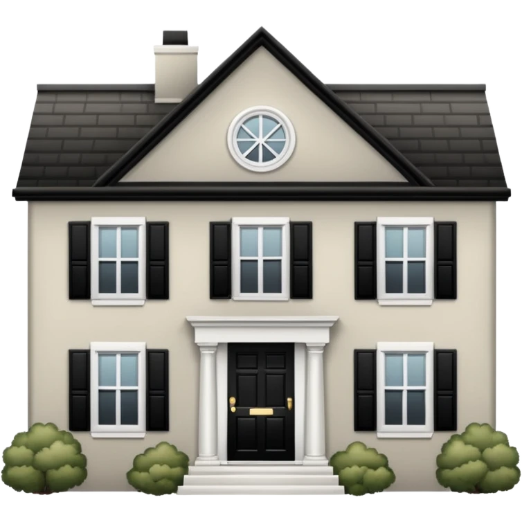 greige colonial house with black shutters and black front door emoji