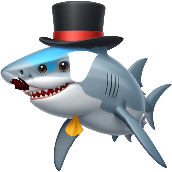 Shark with a top hat emoji