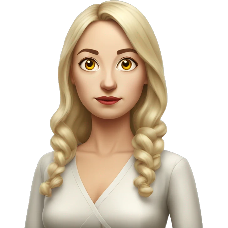 Russian woman full length in dress photorealistic serious emoji