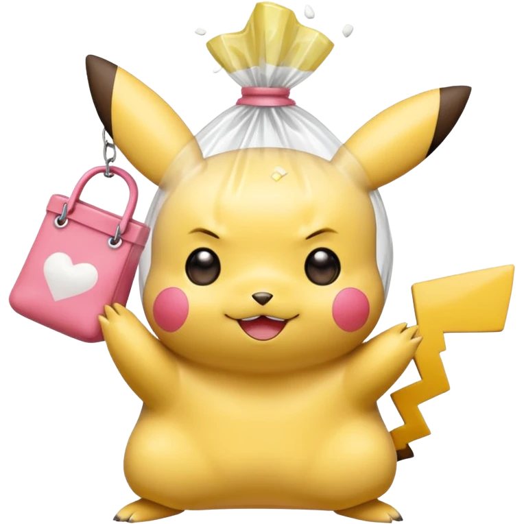 pikachu with transparent bag of white powder emoji