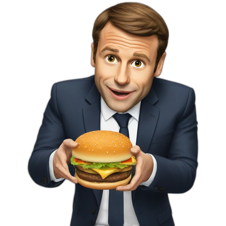Macron eat  a burger emoji