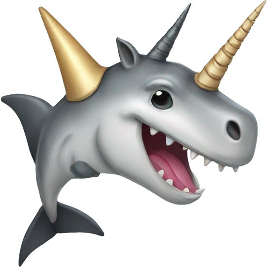 Unicorn with shark fins emoji