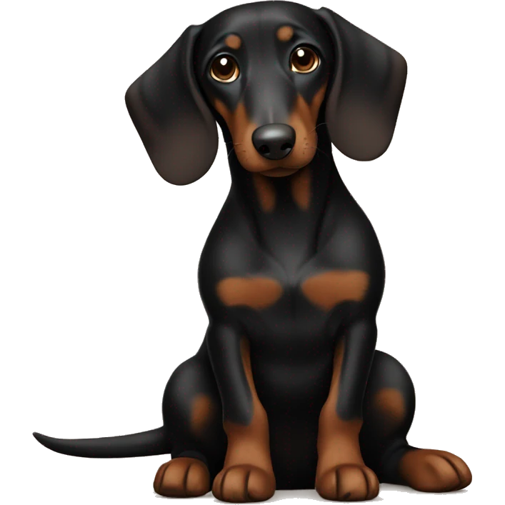 brown-haired hugging black dachshund with tan emoji