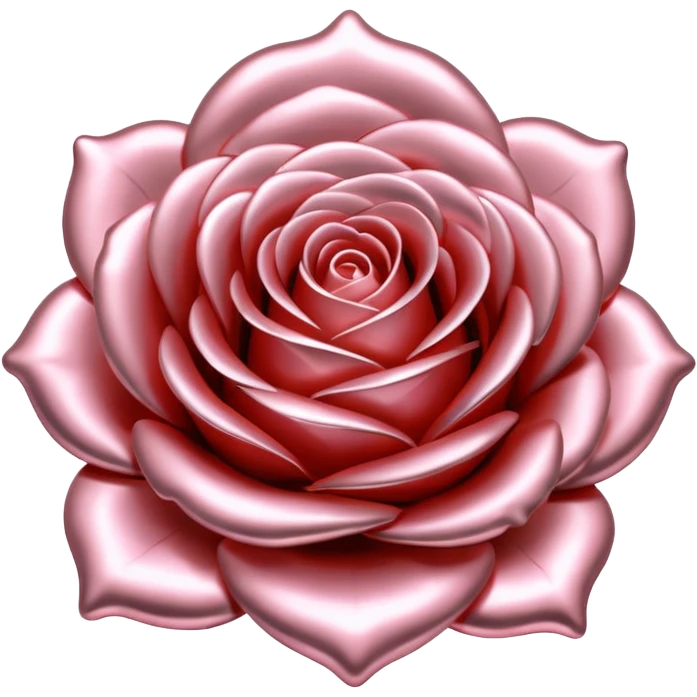 A rose emoji made of liquid silver metal minimalistic iOS emoji style, centered, emoji