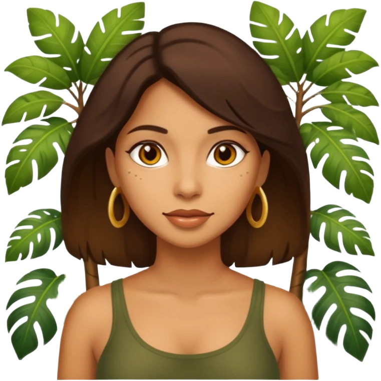 an latin woman with jungle tree emoji
