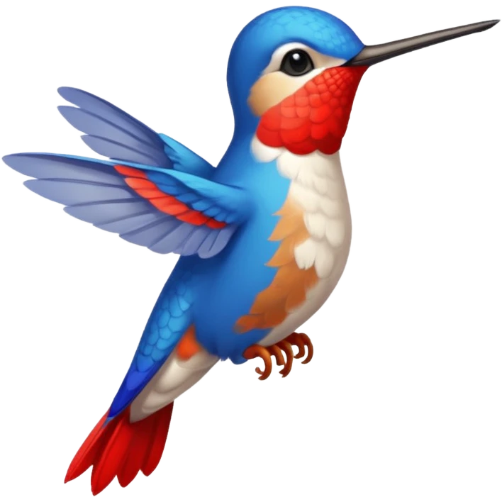 beija-flor como pluma azul e pé vermelho emoji