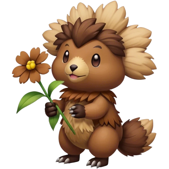 Bidoof pokemon holding a flower emoji