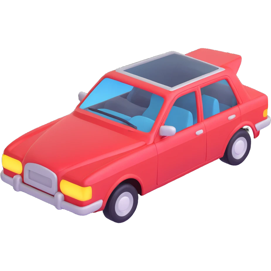 car with partially open sunroof, light beaming inside emoji