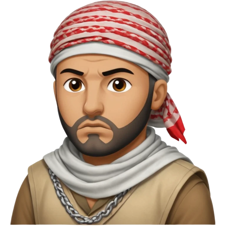 an angry Iraqi, in profile, chest-high emoji