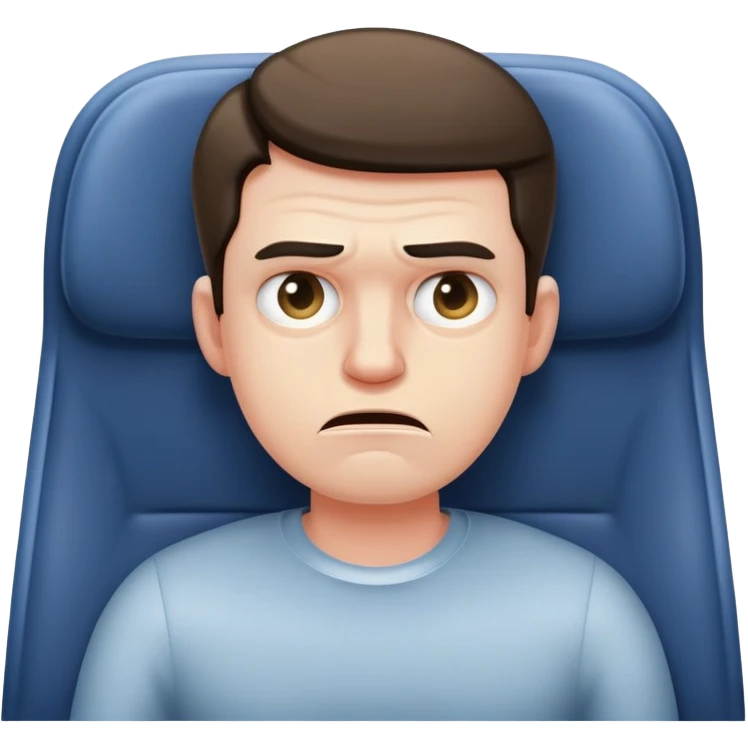 Unhappy guy squished on an airplane seat emoji