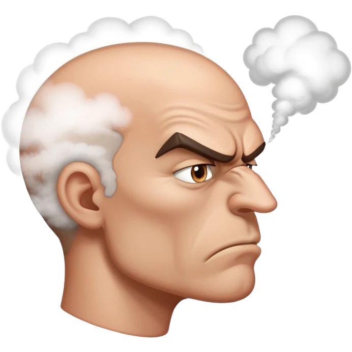 angry man with steam coming from nose in profile view emoji