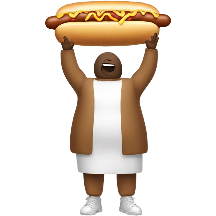 Man wearing hotdog costume doing a keg stand ￼ emoji