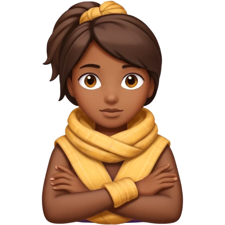 girl arms crossed wrapped around neck emoji