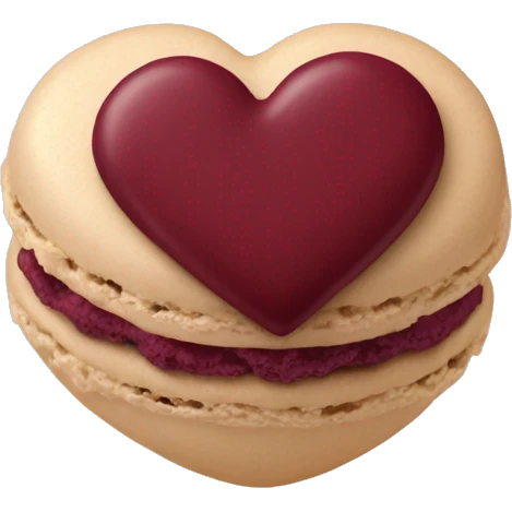 Heart shaped beige and burgundy macaroon emoji