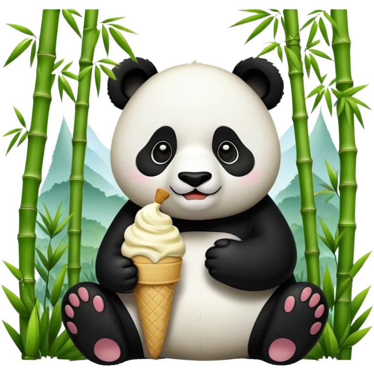 Panda eating ice cream emoji