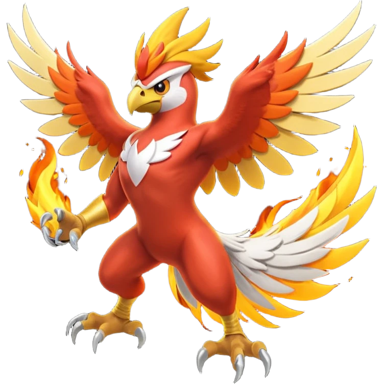 Hawlucha-Blaziken-fusion, full body emoji