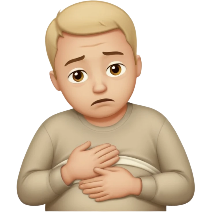 hungry man hand on belly sad face emoji