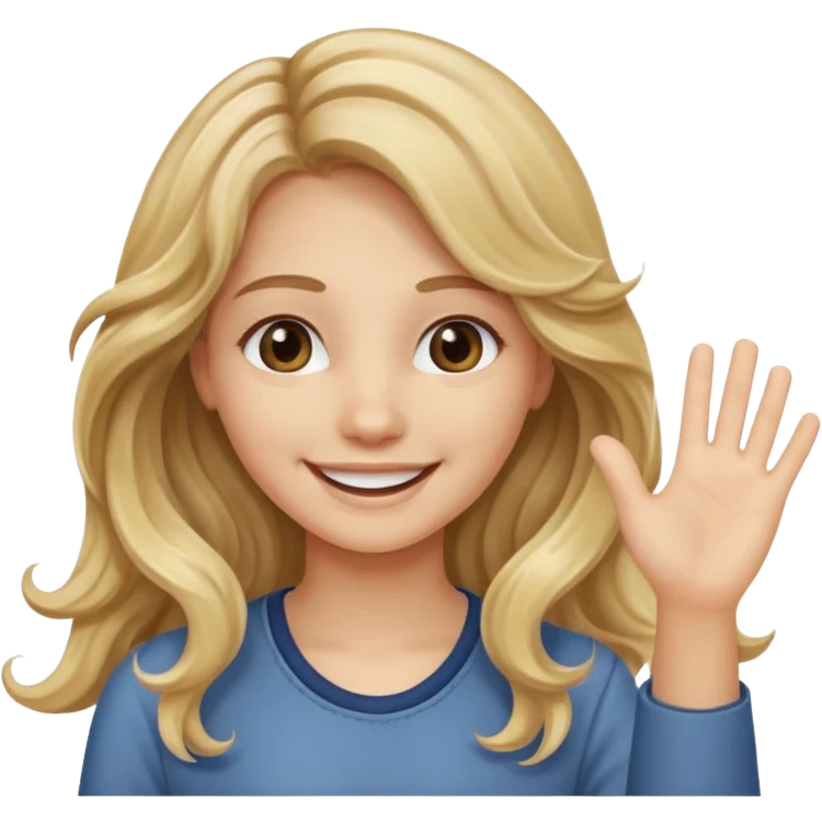 18 year old girl with long wavy dirty blonde hair waving smiling emoji
