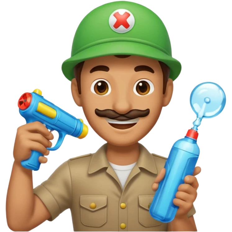 Luigi with a water gun emoji