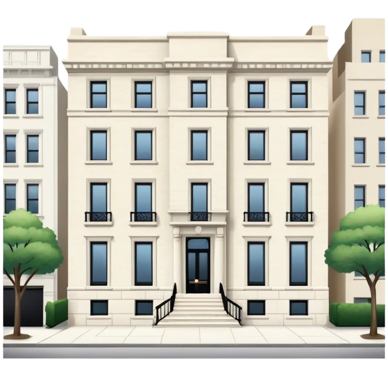 upper east side townhouse, white limestone, classic modern, exterior view emoji