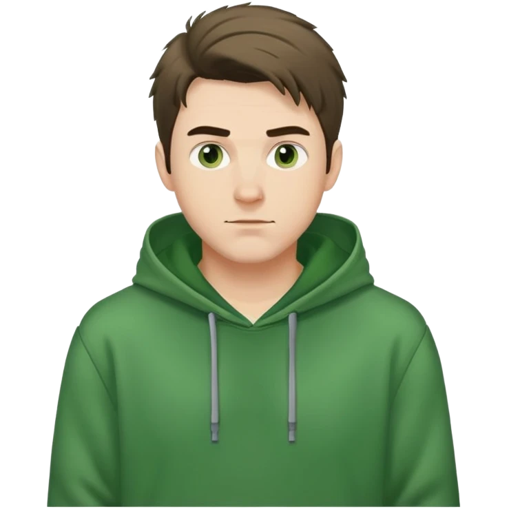 Man with Logan hair and a green hoodie emoji
