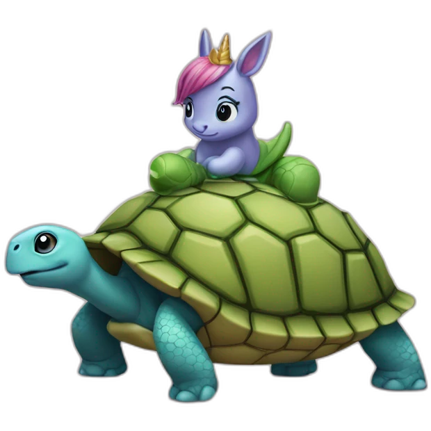Licorne sur une tortue emoji