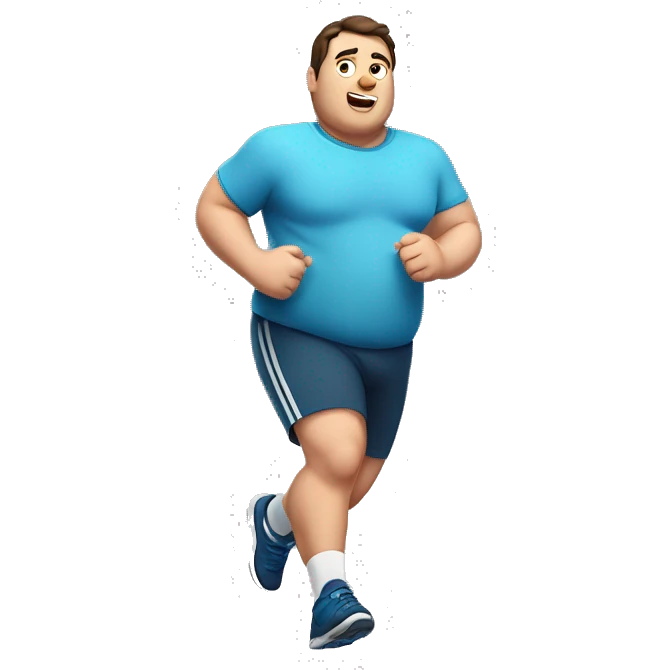 A fat white guy with straight dark brown hair running in athletic clothes emoji