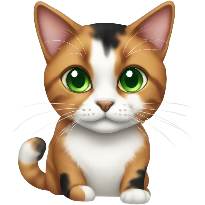 Calico cat with huge green eyes emoji