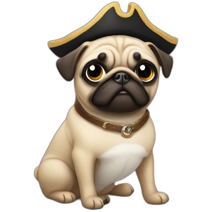 Pug with an eye patch like a pirate emoji