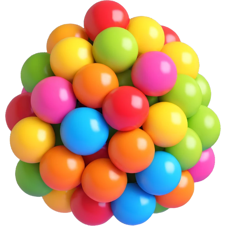 glossy colorful vibrant round bumpy candy cluster, nerds gummy cluster emoji