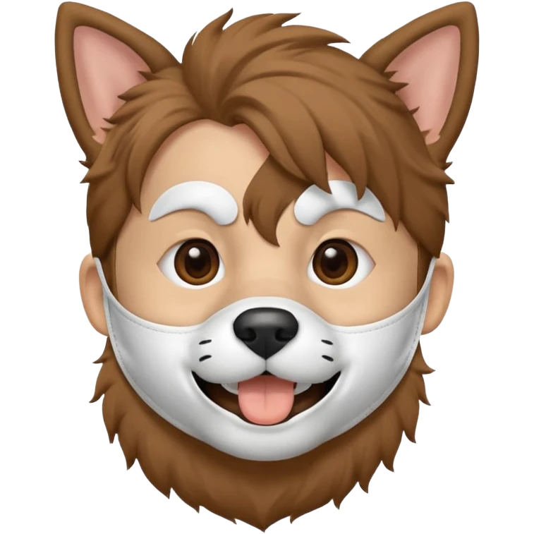 boy wearing dog mouth mask, without ears emoji