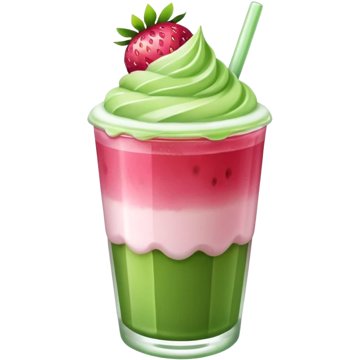 Iced strawberry matcha emoji