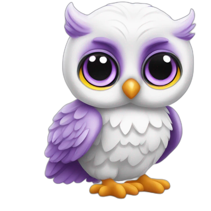cute baby owl white purple emoji