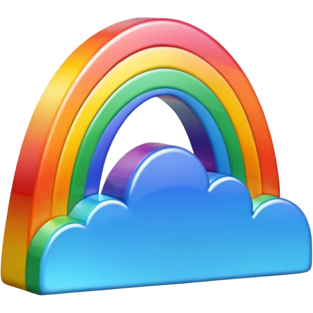 A 3d, not too detailed rainbow prismatic icon emoji