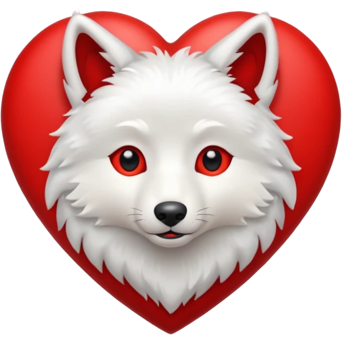 cute wolf inside heart emoji