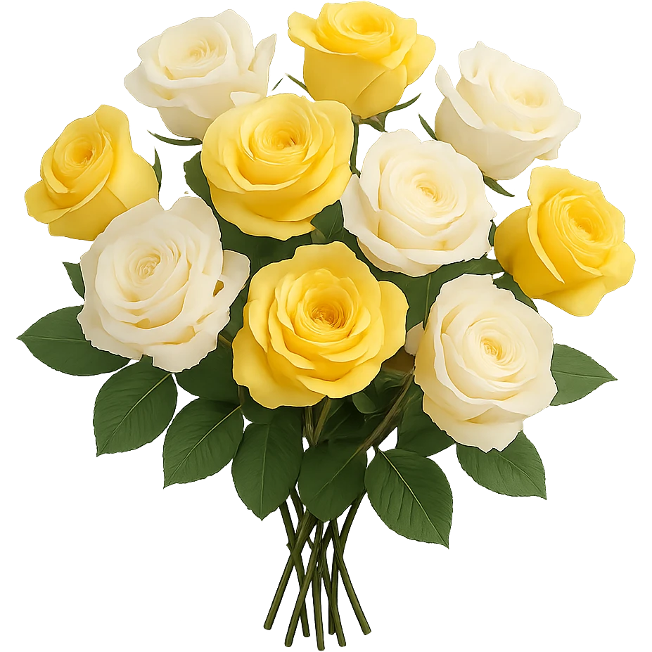 bouquet of white and yellow roses , remove background emoji