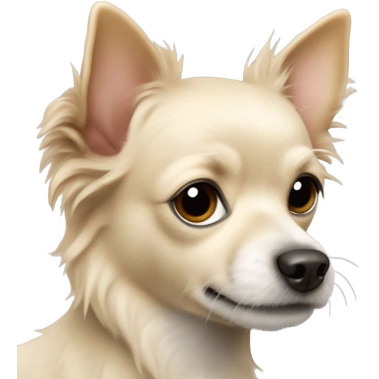 skinny fluffy ratty cream terrier dog pointy ear chihuahua  emoji