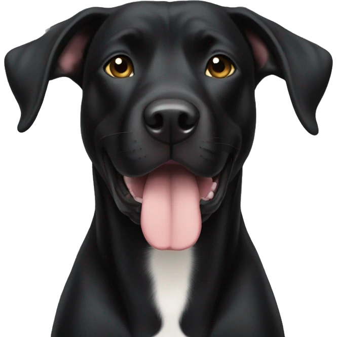 Black lab with pitbull ears and white paws emoji