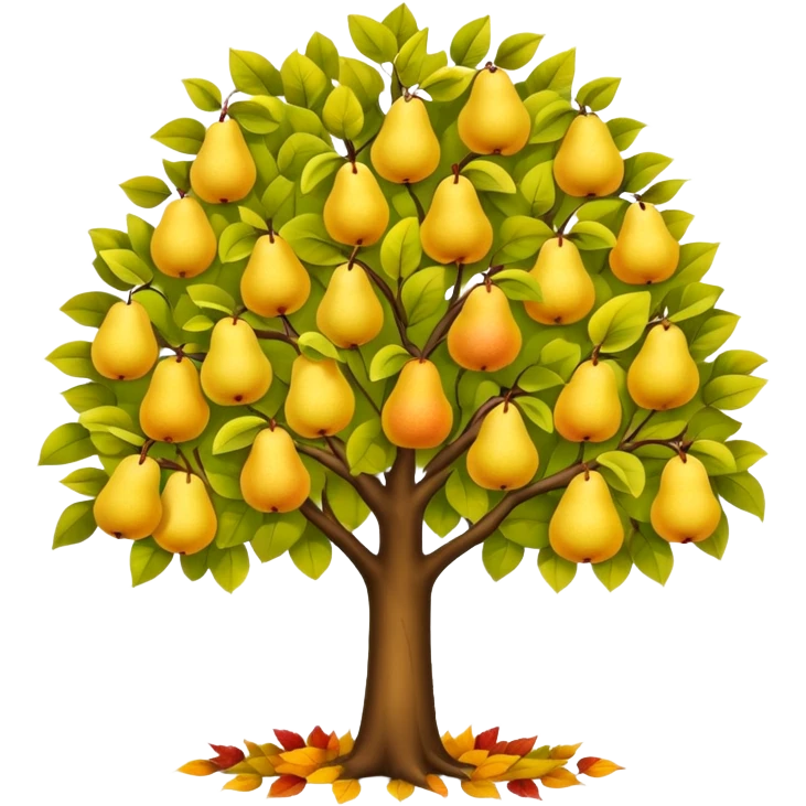 Pear Tree colorful,yaprakları sarı emoji