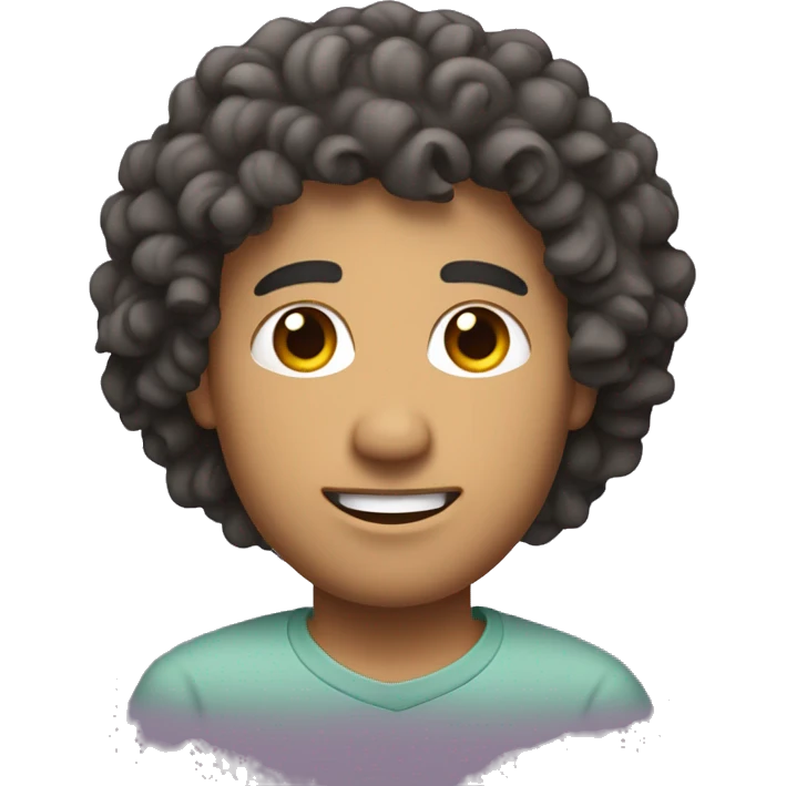 Latin man with curly hair and ayes a little bit asian and gradient cut in head side emoji