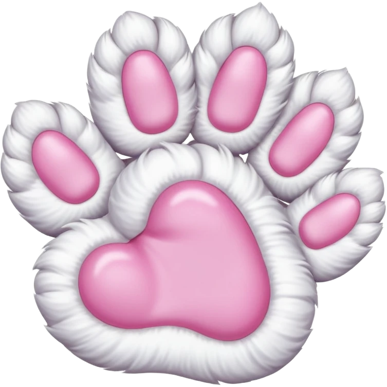 Furry white Cat paw with six toes emoji